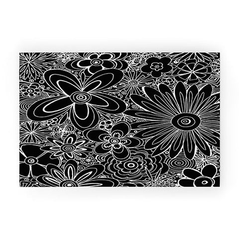 Madart Inc. All Over Flowers Black 1 Welcome Mat