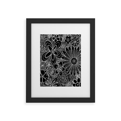Madart Inc. All Over Flowers Black 1 Framed Art Print