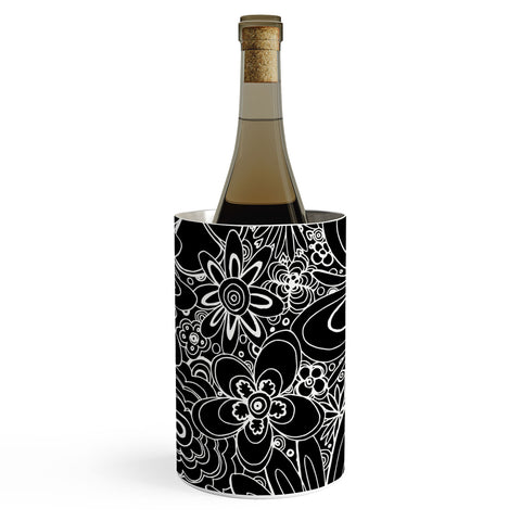 Madart Inc. All Over Flowers Black 1 Wine Chiller