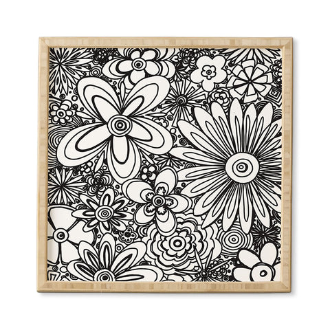 Madart Inc. All Over Flowers Black White Framed Wall Art