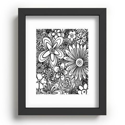 Madart Inc. All Over Flowers Black White Recessed Framing Rectangle