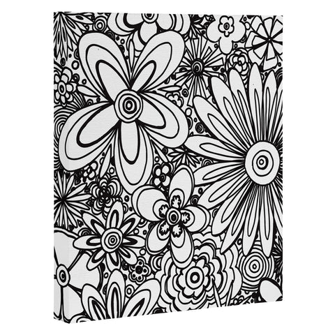 Madart Inc. All Over Flowers Black White Art Canvas
