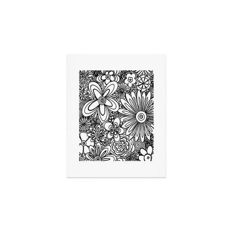 Madart Inc. All Over Flowers Black White Art Print