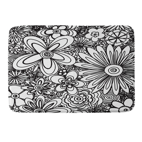 Madart Inc. All Over Flowers Black White Memory Foam Bath Mat