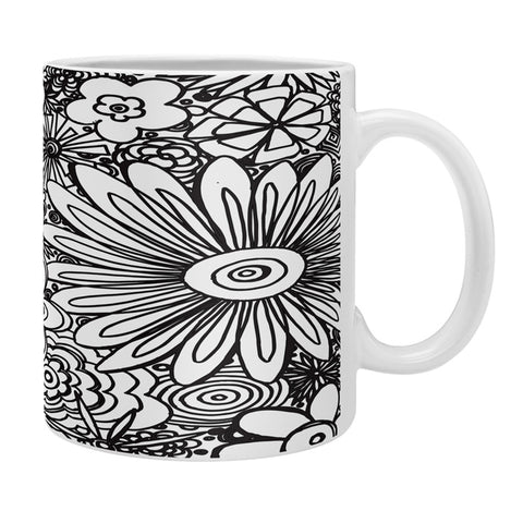 Madart Inc. All Over Flowers Black White Coffee Mug