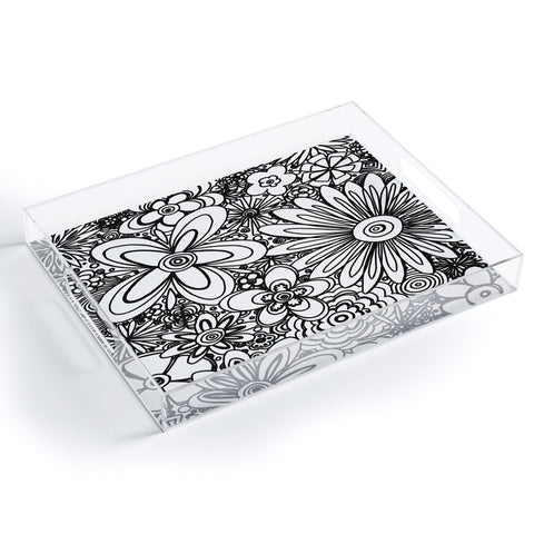 Madart Inc. All Over Flowers Black White Acrylic Tray