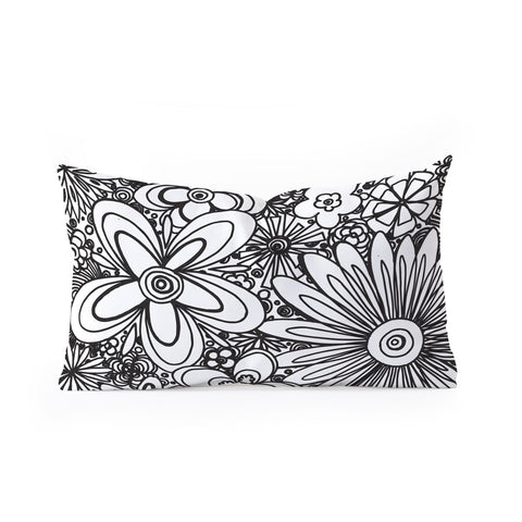 Madart Inc. All Over Flowers Black White Oblong Throw Pillow
