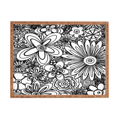 Madart Inc. All Over Flowers Black White Rectangular Tray