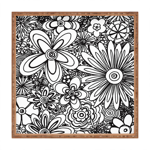 Madart Inc. All Over Flowers Black White Square Tray