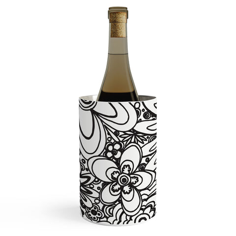 Madart Inc. All Over Flowers Black White Wine Chiller