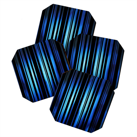 Madart Inc. Black Stripes Blue Passion Coaster Set