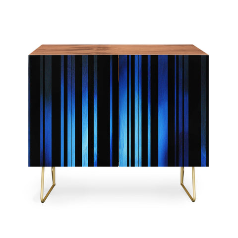 Madart Inc. Black Stripes Blue Passion Credenza