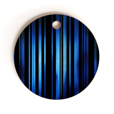 Madart Inc. Black Stripes Blue Passion Cutting Board Round