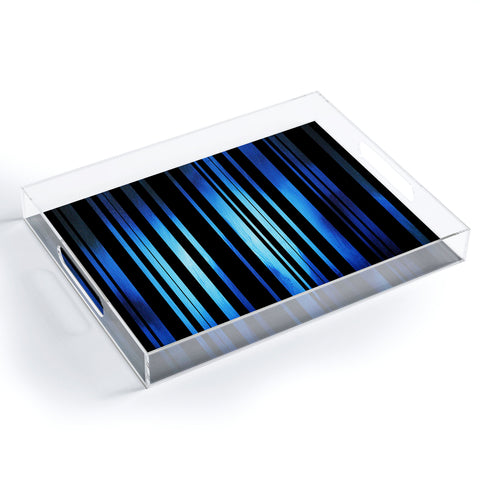 Madart Inc. Black Stripes Blue Passion Acrylic Tray