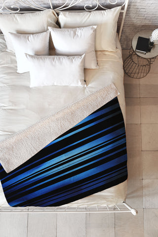 Madart Inc. Black Stripes Blue Passion Fleece Throw Blanket