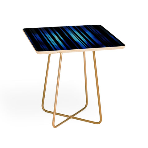 Madart Inc. Black Stripes Blue Passion Side Table