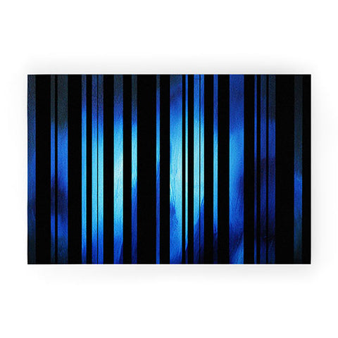 Madart Inc. Black Stripes Blue Passion Welcome Mat