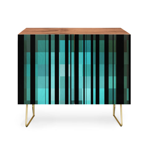 Madart Inc. Black Stripes Romantic Evening Credenza