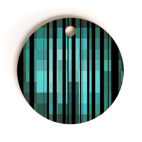 Madart Inc. Black Stripes Romantic Evening Cutting Board Round