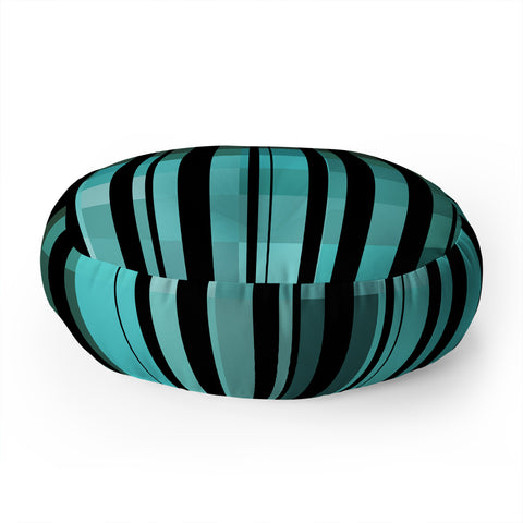 Madart Inc. Black Stripes Romantic Evening Floor Pillow Round