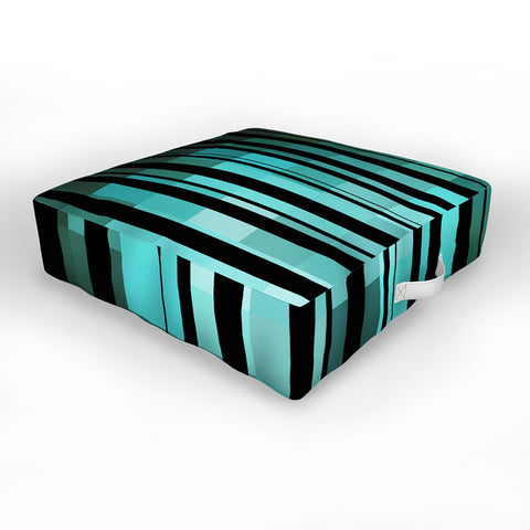 Madart Inc. Black Stripes Romantic Evening Outdoor Floor Cushion