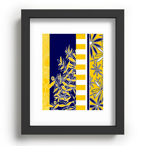Madart Inc. Blue And Yellow Florals Recessed Framing Rectangle