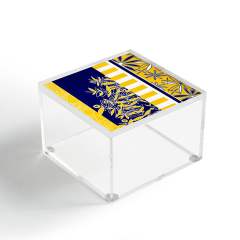 Madart Inc. Blue And Yellow Florals Acrylic Box