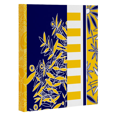 Madart Inc. Blue And Yellow Florals Art Canvas