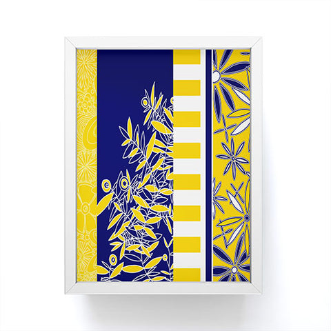 Madart Inc. Blue And Yellow Florals Framed Mini Art Print