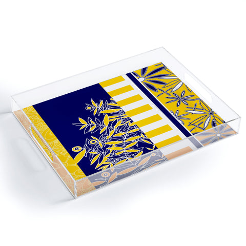 Madart Inc. Blue And Yellow Florals Acrylic Tray