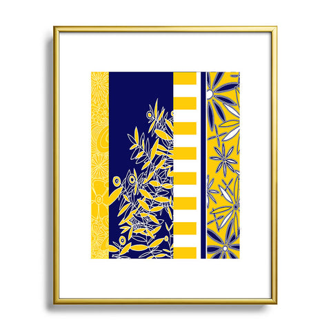 Madart Inc. Blue And Yellow Florals Metal Framed Art Print