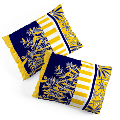 Madart Inc. Blue And Yellow Florals Pillow Shams