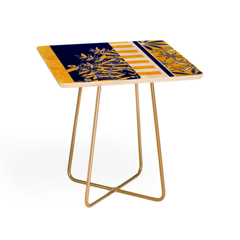 Madart Inc. Blue And Yellow Florals Side Table