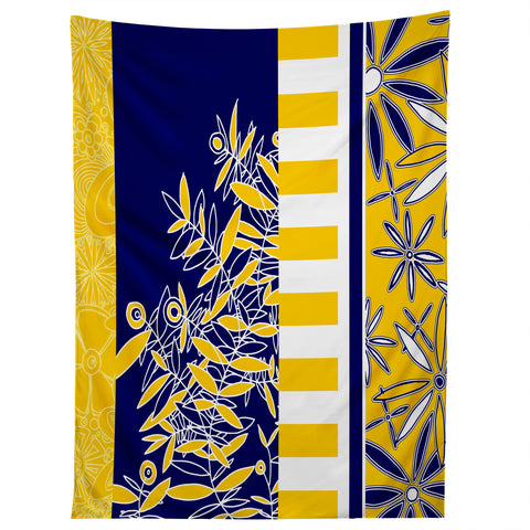 Madart Inc. Blue And Yellow Florals Tapestry