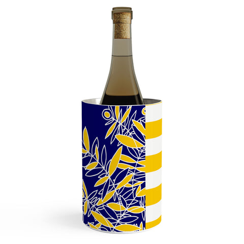 Madart Inc. Blue And Yellow Florals Wine Chiller