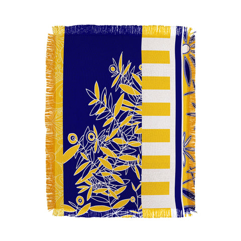 Madart Inc. Blue And Yellow Florals Throw Blanket