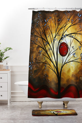 Madart Inc. Blue Blossoms Shower Curtain And Mat