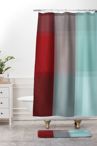 Madart Inc. Burgundy Tartan Shower Curtain And Mat