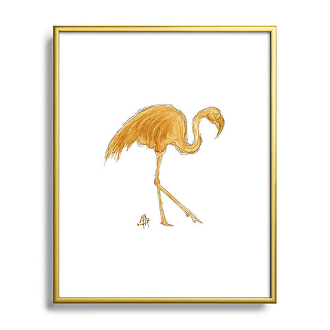Madart Inc. Gold Flamingo Metal Framed Art Print