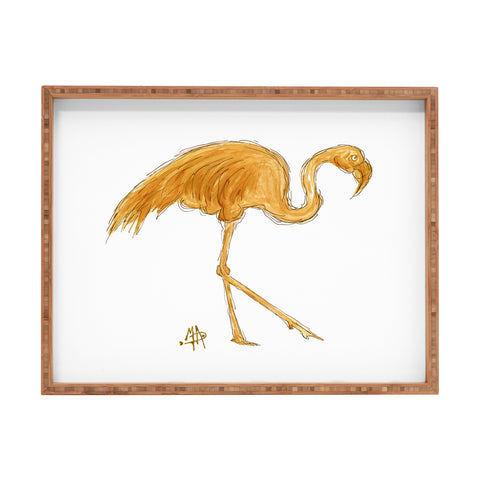 Madart Inc. Gold Flamingo Rectangular Tray
