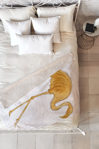 Madart Inc. Gold Flamingo Fleece Throw Blanket
