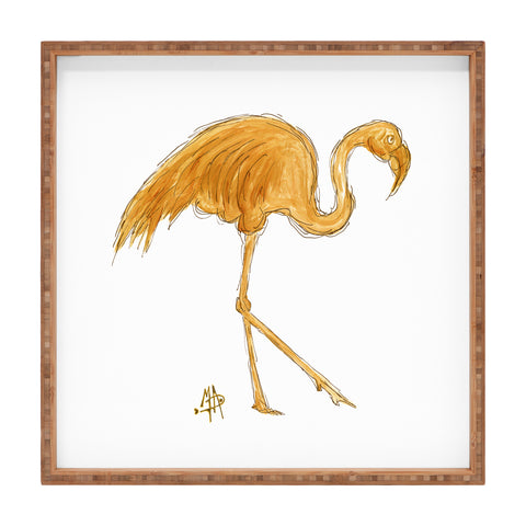 Madart Inc. Gold Flamingo Square Tray