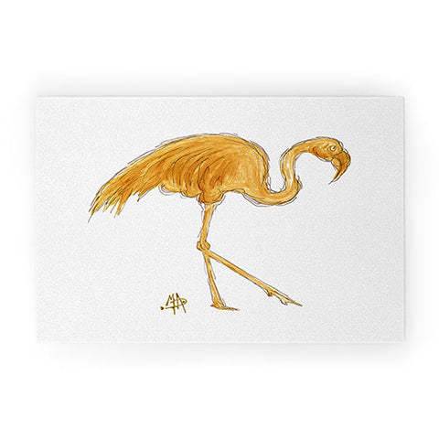 Madart Inc. Gold Flamingo Welcome Mat