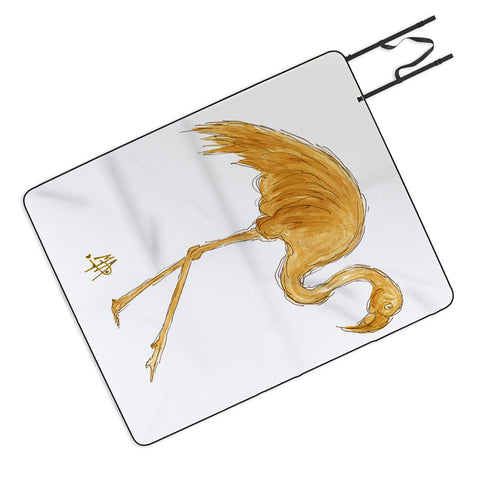 Madart Inc. Gold Flamingo Picnic Blanket