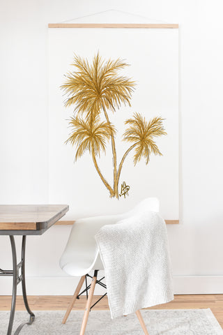 Madart Inc. Gold Palm Trees Art Print And Hanger