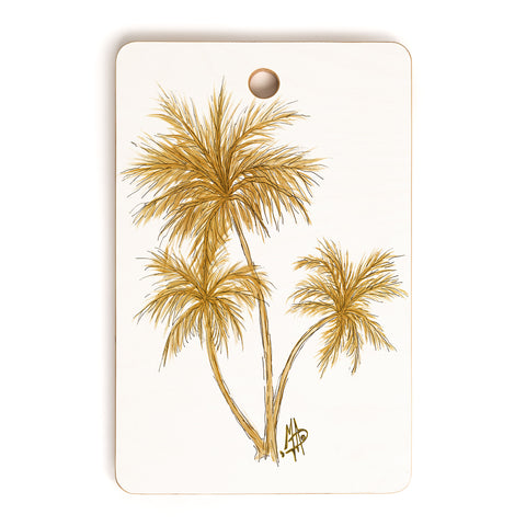 Madart Inc. Gold Palm Trees Cutting Board Rectangle