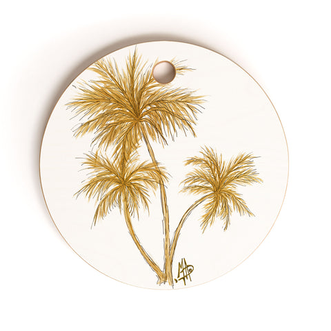 Madart Inc. Gold Palm Trees Cutting Board Round