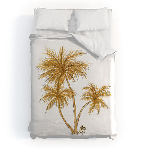 Madart Inc. Gold Palm Trees Duvet Cover