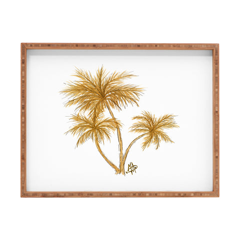 Madart Inc. Gold Palm Trees Rectangular Tray