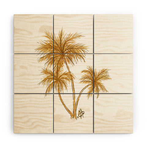 Madart Inc. Gold Palm Trees Wood Wall Mural